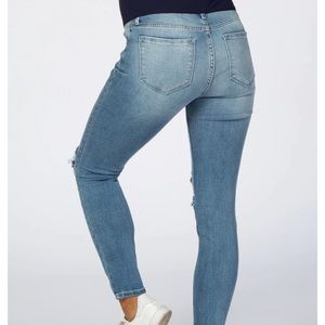 Light Blue Distressed Cropped Maternity Jeans